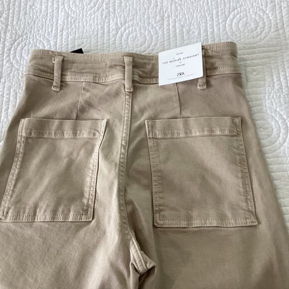 NWT Zara The Marine Straight Womens Stone Grey Pants Size 6 - Picture 6 of 14